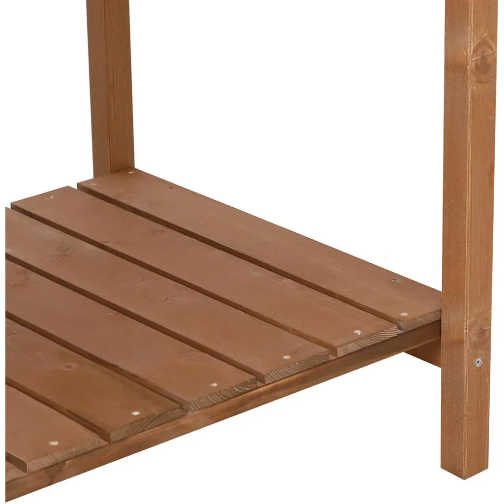 Planting table raised bed flower box cultivation table 8 compartments with drain shelf solid fir wood 120 x 60 x 22 cm