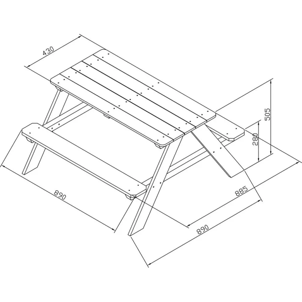 Dave Picnic Table | Brown | FSC Wood | 89x89x50cm