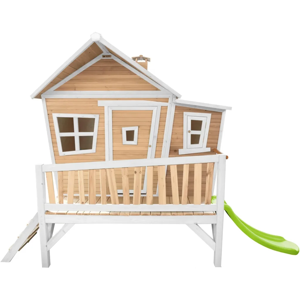 Emma Playhouse Brown/White - Lime Green Slide