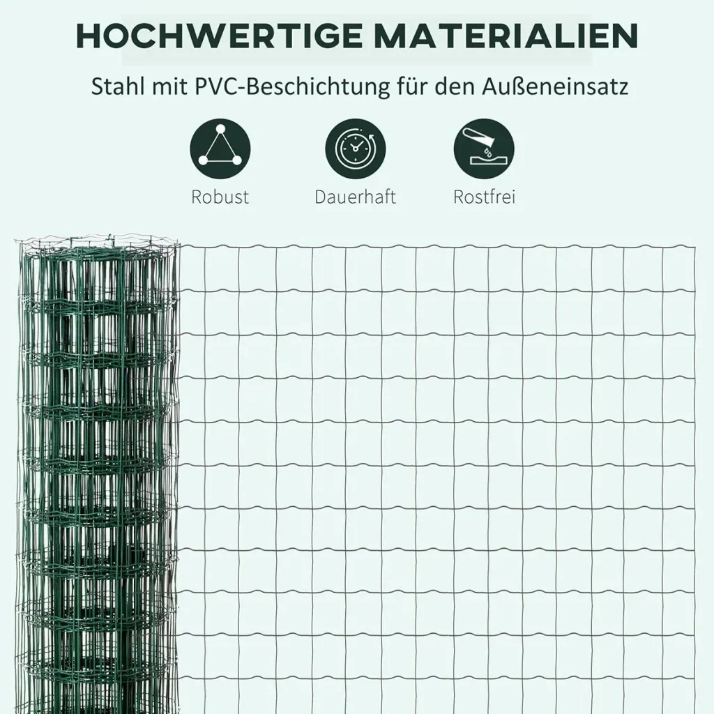 Garden fence 10 x 1.5 m aviary wire mesh wire fence wire mesh garden fence roll mesh strong steel green