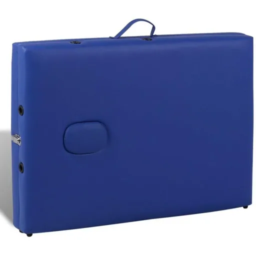 Foldable 2-zone massage table with wooden frame (blue)