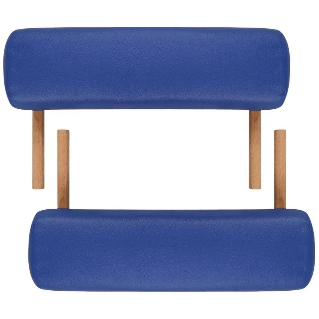 Foldable 2-zone massage table with wooden frame (blue)