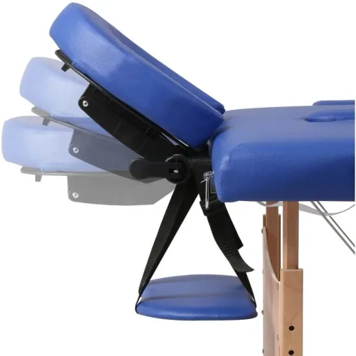 Foldable 2-zone massage table with wooden frame (blue)