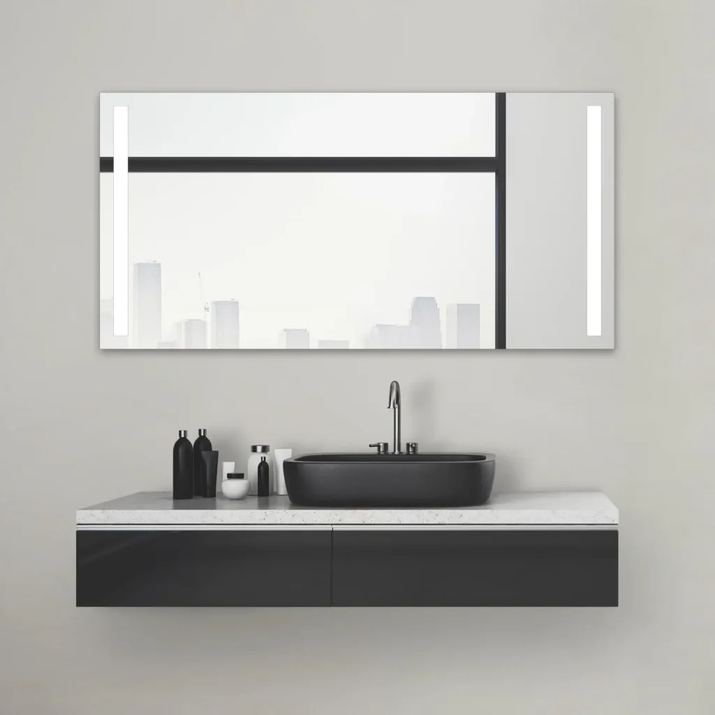 Bathroom mirror with lighting, "Light" - 140 x 70 cm - with backlit light cutouts