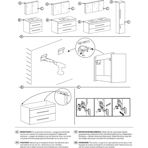 Bathroom furniture Style 100cm right - black oak
