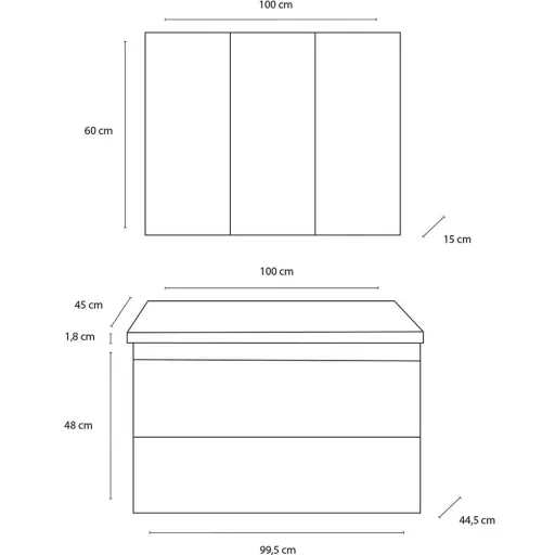 Bathroom furniture Style 100cm right - black oak