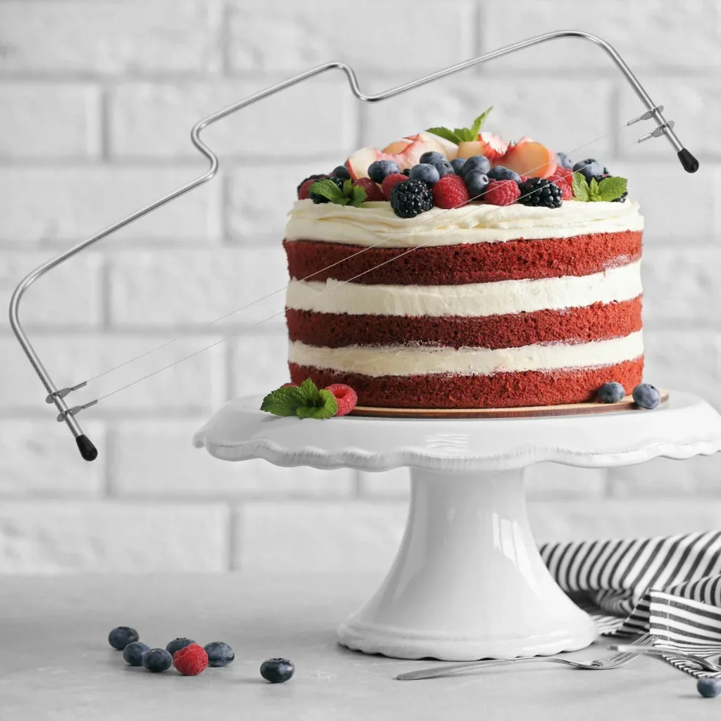 Cake base divider Simplex-Duo with two serrated cutting wires
