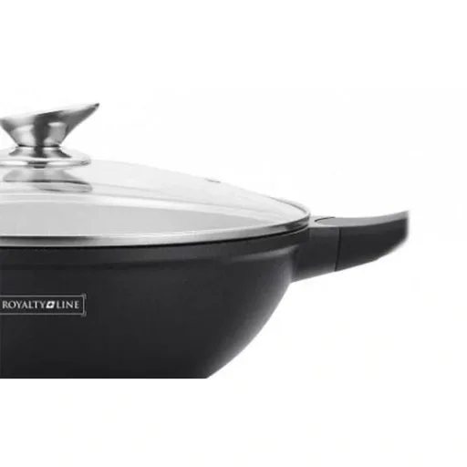 Marble-coated deep frying pan - black - 24 cm