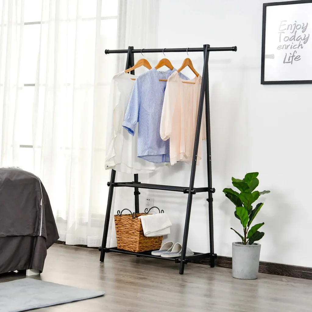 Wardrobe with shoe rack, black