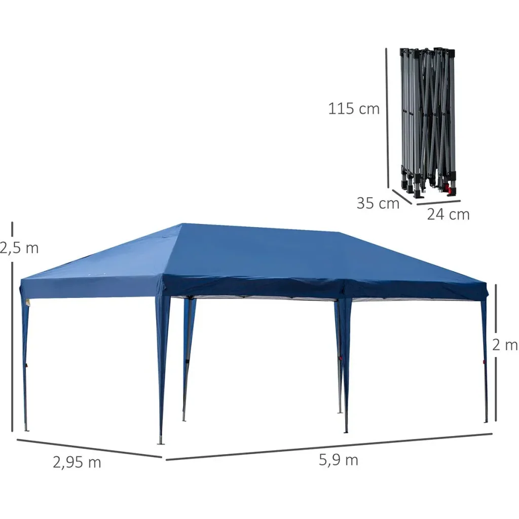 Pop-up gazebo foldable dark blue