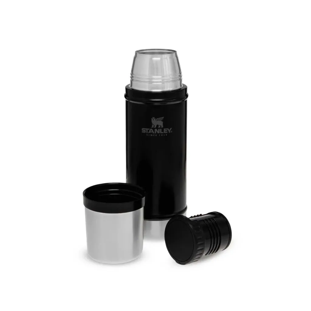 Classic vacuum bottle 0.47 l, matt black, double-walled vacuum insulation, drinking cup
