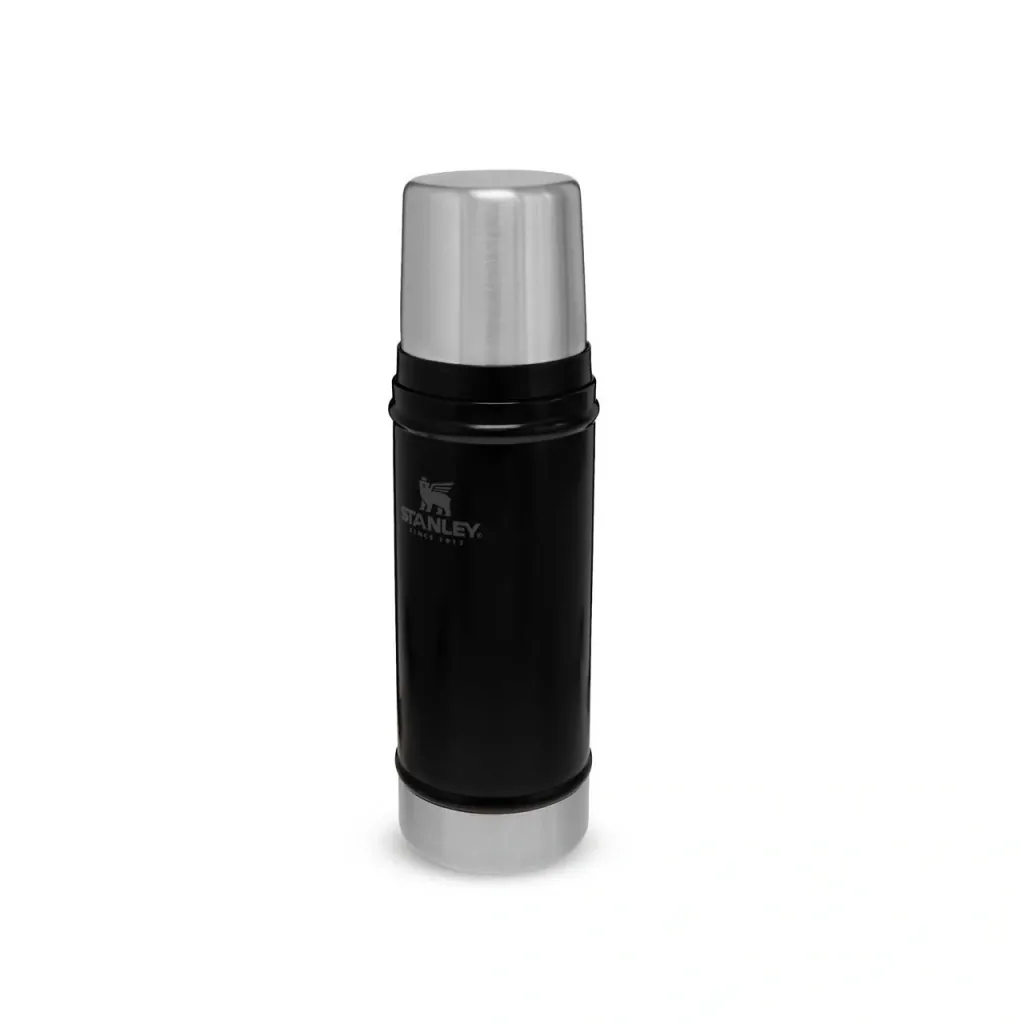 Classic vacuum bottle 0.47 l, matt black, double-walled vacuum insulation, drinking cup