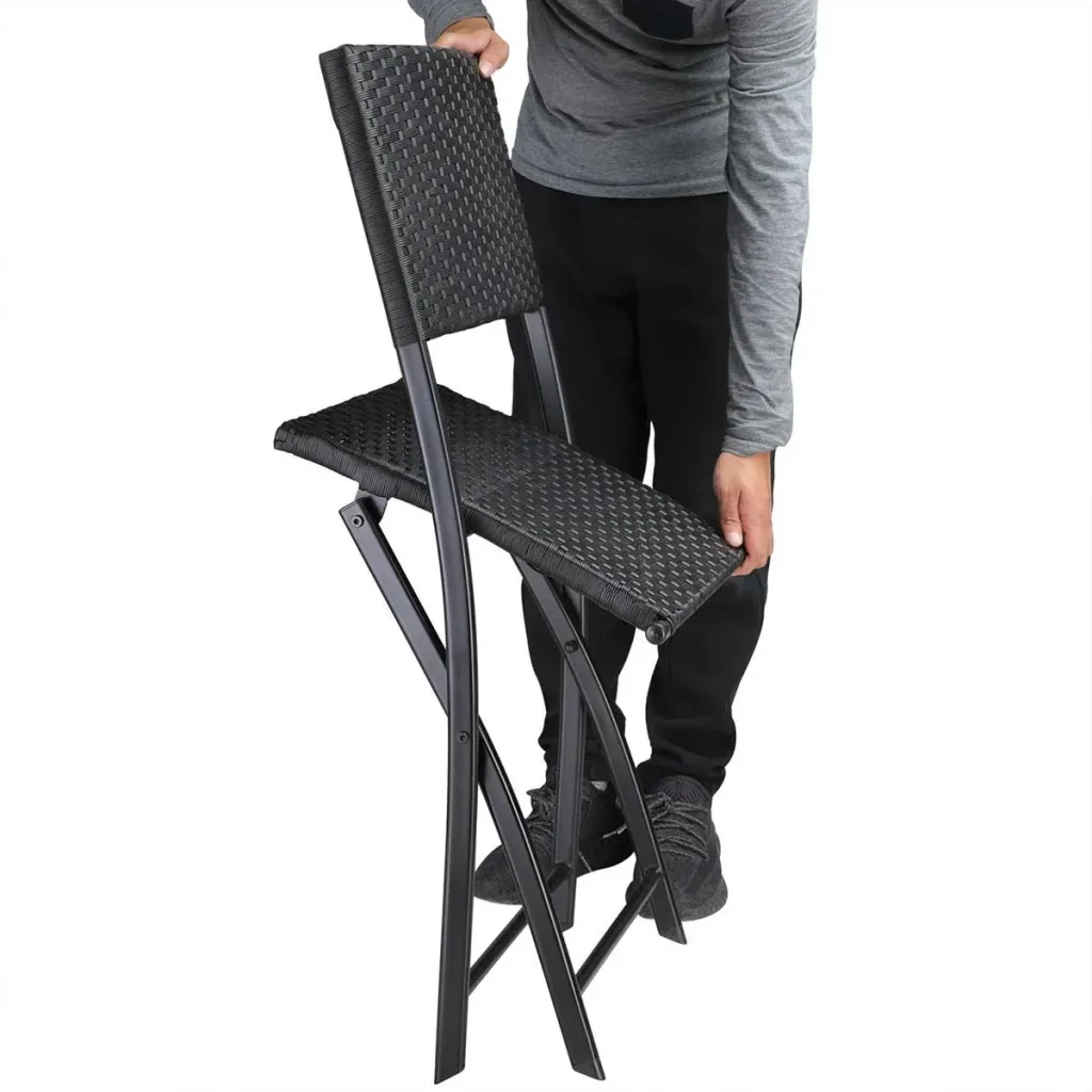 Folding chair polyrattan 2 pieces - black - max. 120 kg - 43x49x81 cm