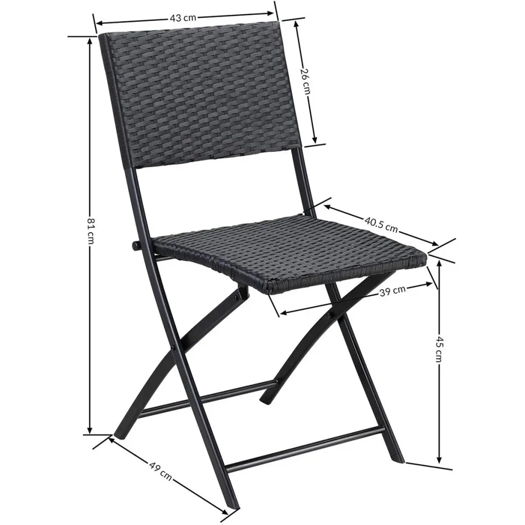 Folding chair polyrattan 2 pieces - black - max. 120 kg - 43x49x81 cm