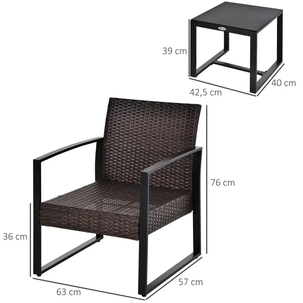 Polyrattan seating group garden set 3 pcs. Garden furniture with cushions garden brown