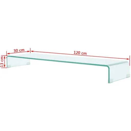 TV cabinet/monitor stand transparent 120x30x13 cm glass
