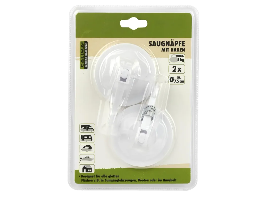 Suction cup hooks 7.5 cm, 2 pieces, load capacity max. 5 kg
