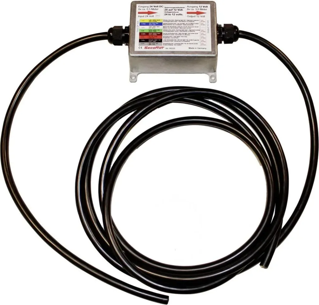 Voltage reducer 24-12 Volt fixed installation aluminum housing