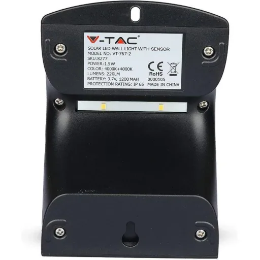 VT-767-2 LED solar outdoor lighting - 1.5W - 220Lm - black