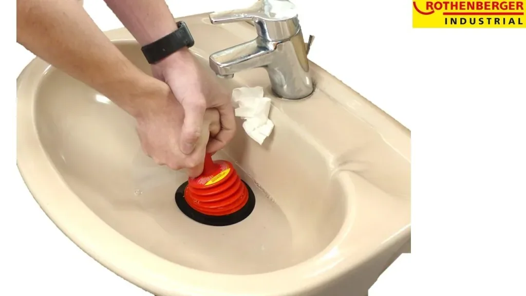 Drain cleaner, plunger for clogged drains, color-sorted