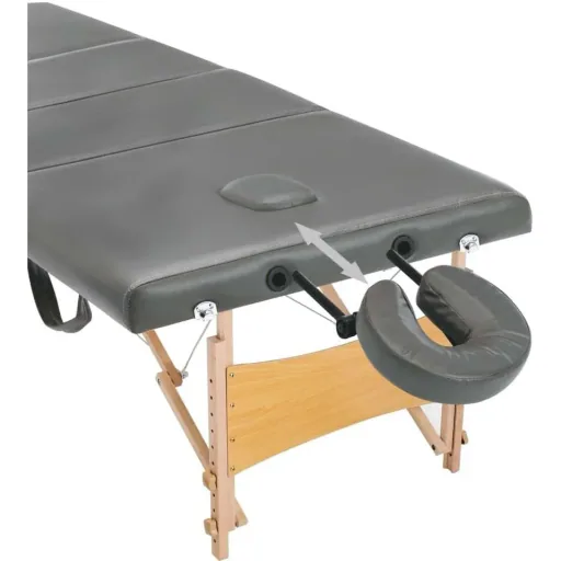 Massage table 4 zones 186x68 cm wooden frame anthracite