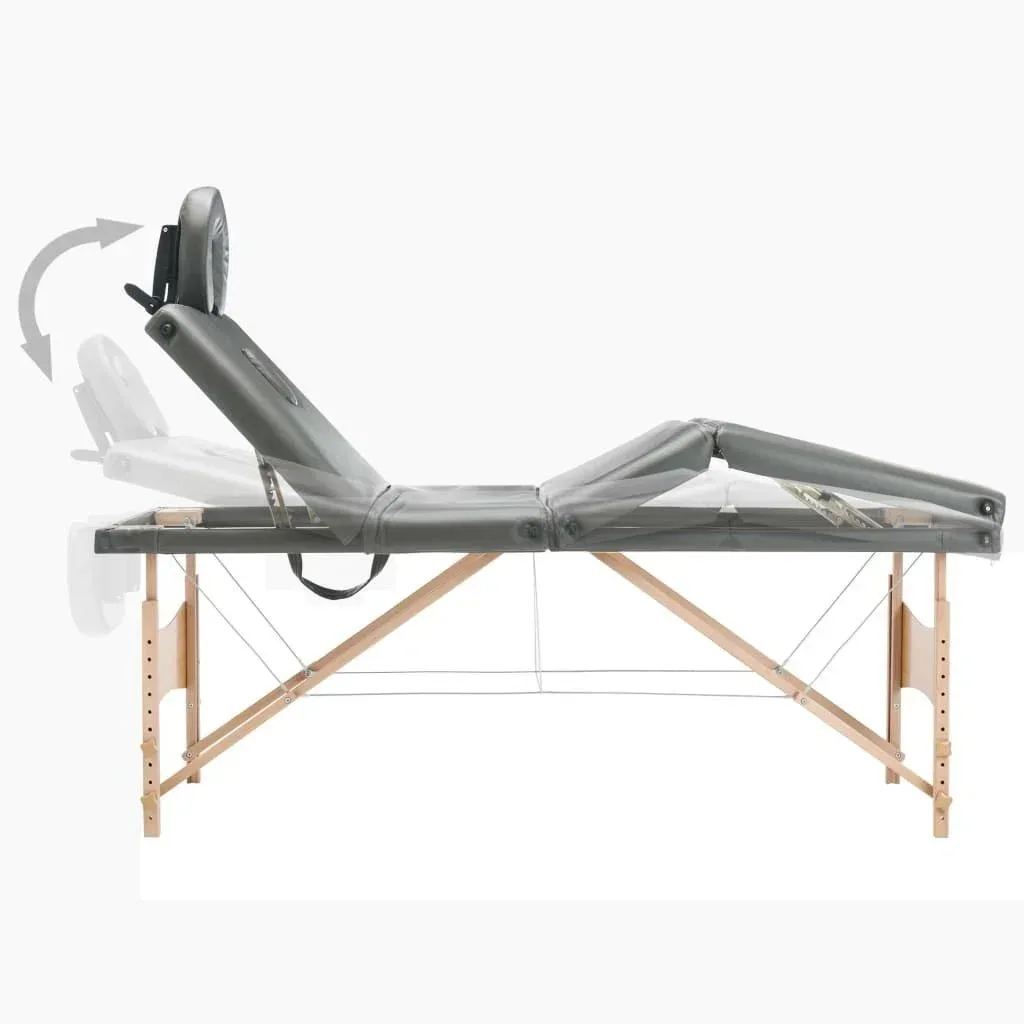 Massage table 4 zones 186x68 cm wooden frame anthracite