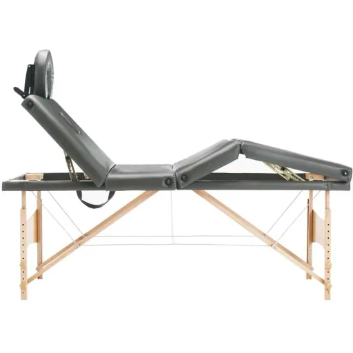 Massage table 4 zones 186x68 cm wooden frame anthracite