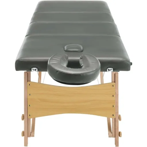 Massage table 4 zones 186x68 cm wooden frame anthracite