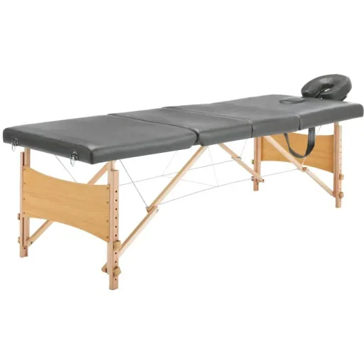 Massage table 4 zones 186x68 cm wooden frame anthracite