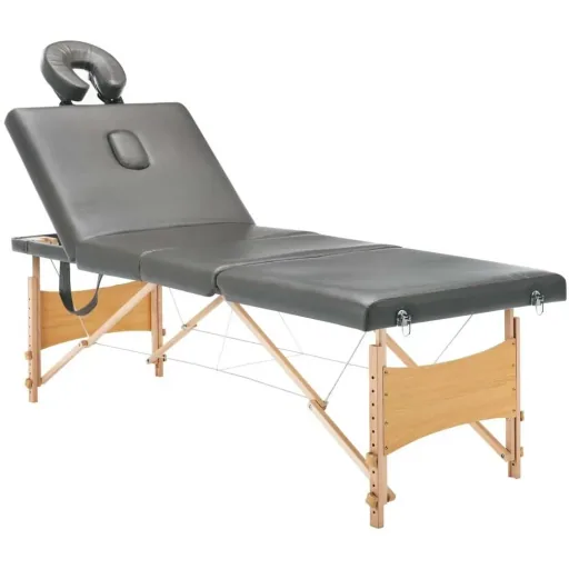 Massage table 4 zones 186x68 cm wooden frame anthracite