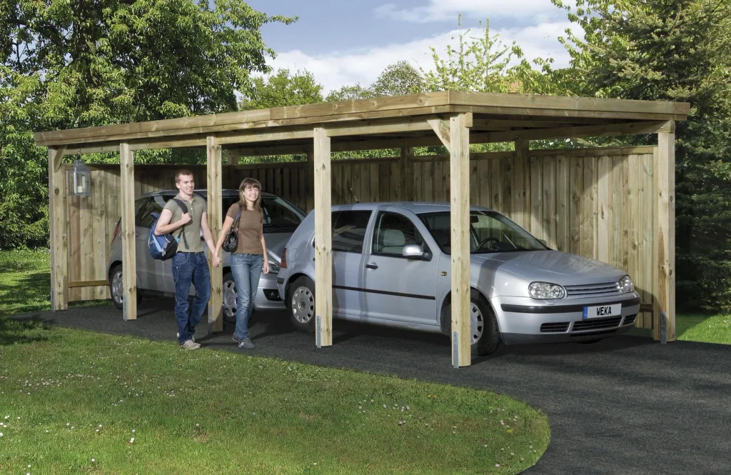 Single carport "Optima", size 3, flat roof, 322 x 802 cm