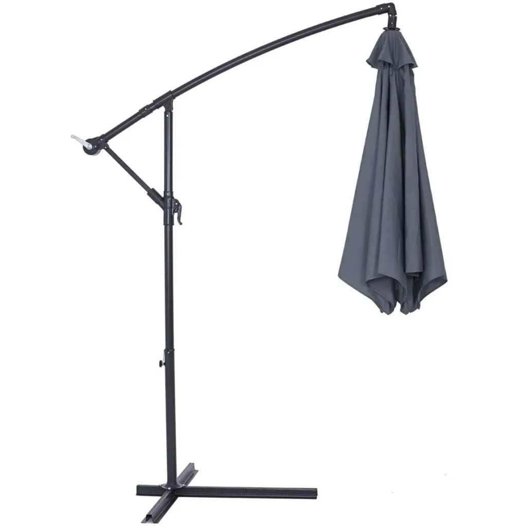 Foldable parasol made of anthracite aluminum with crank, Ø 330 cm