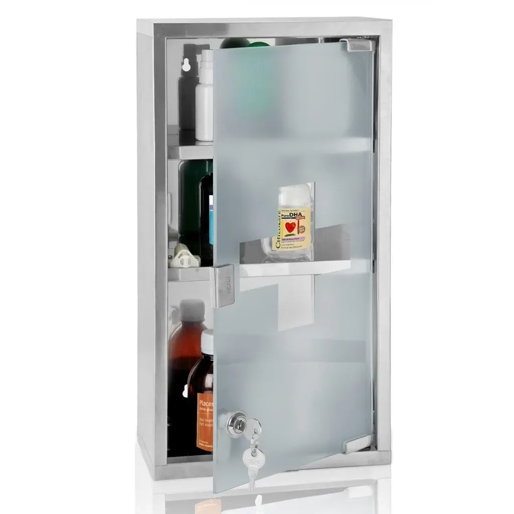 First aid medicine cabinet large with key