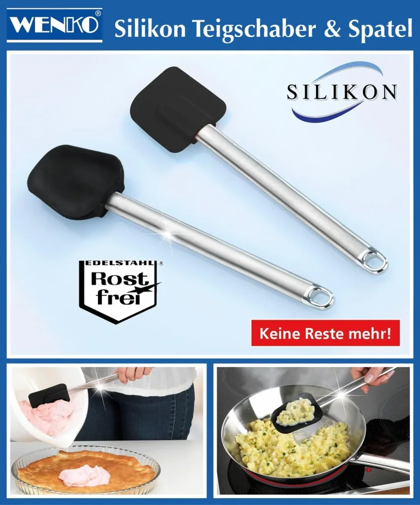 Silicone dough scraper & spatula, 2-piece