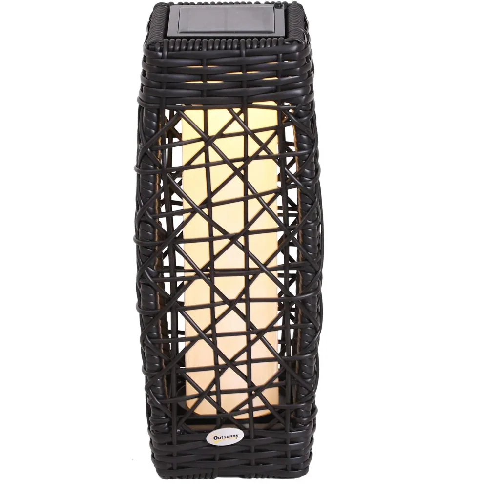Solar lamp rattan garden lamp path lighting light sensor automatic weatherproof coffee brown L19 x W19 x H48 cm