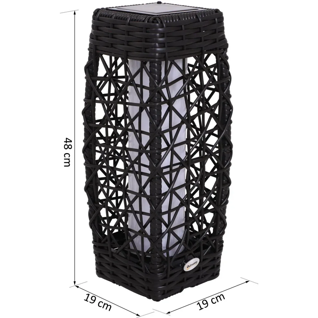 Solar lamp rattan garden lamp path lighting light sensor automatic weatherproof coffee brown L19 x W19 x H48 cm