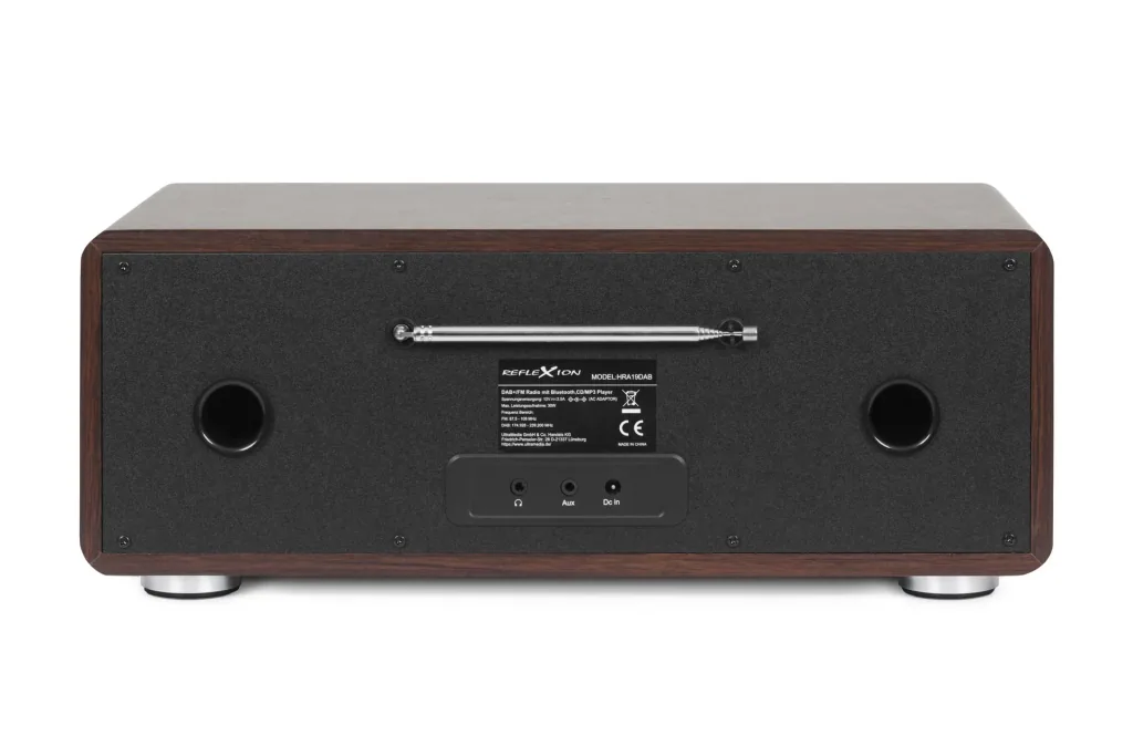 Design DAB+/FM radio with Bluetooth, CD, USB, Aux-In and encoding wood-colored