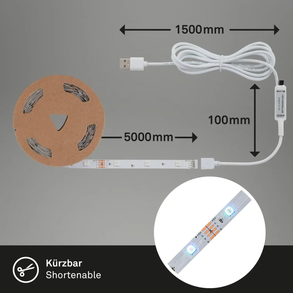 USB SMART Wifi + Bluetooth RGB LED flex strip, 5m, APP control, 150 RGB LEDs