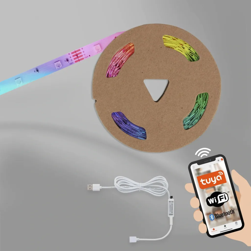 USB SMART Wifi + Bluetooth RGB LED flex strip, 5m, APP control, 150 RGB LEDs