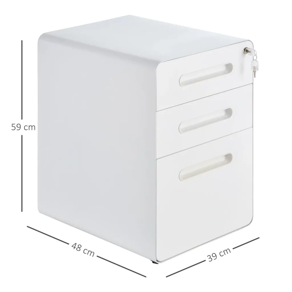 Filing cabinet with 3 drawers, white