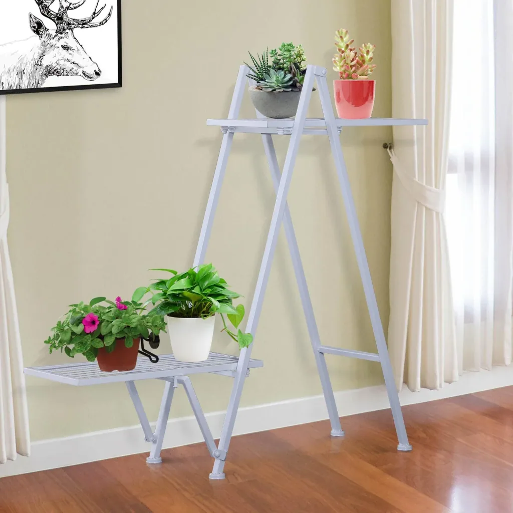 Plant shelf plant stand flower stand flower staircase metal white 86 x 24 x 81 cm