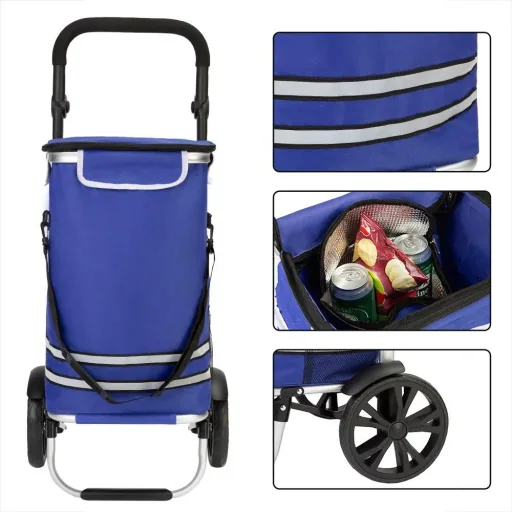 Shopping cart blue aluminum 35L 31x24x54cm