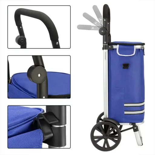 Shopping cart blue aluminum 35L 31x24x54cm
