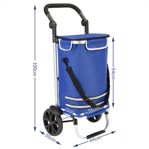 Shopping cart blue aluminum 35L 31x24x54cm