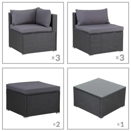 Polyrotan XL lounge set, 26 pieces. Black and anthracite.