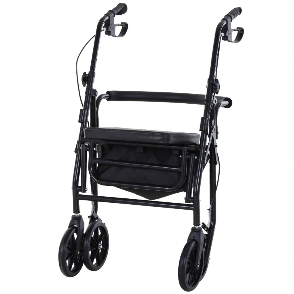 Rollator with seat and storage space