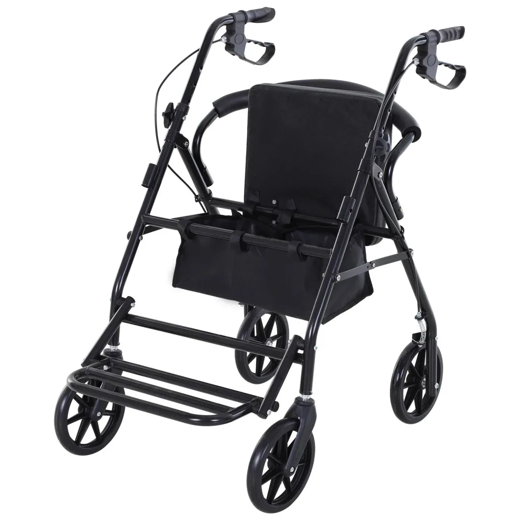 Rollator with seat and storage space