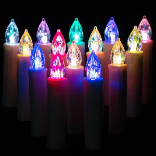 LED Christmas tree candle 30x with remote control Multicolor