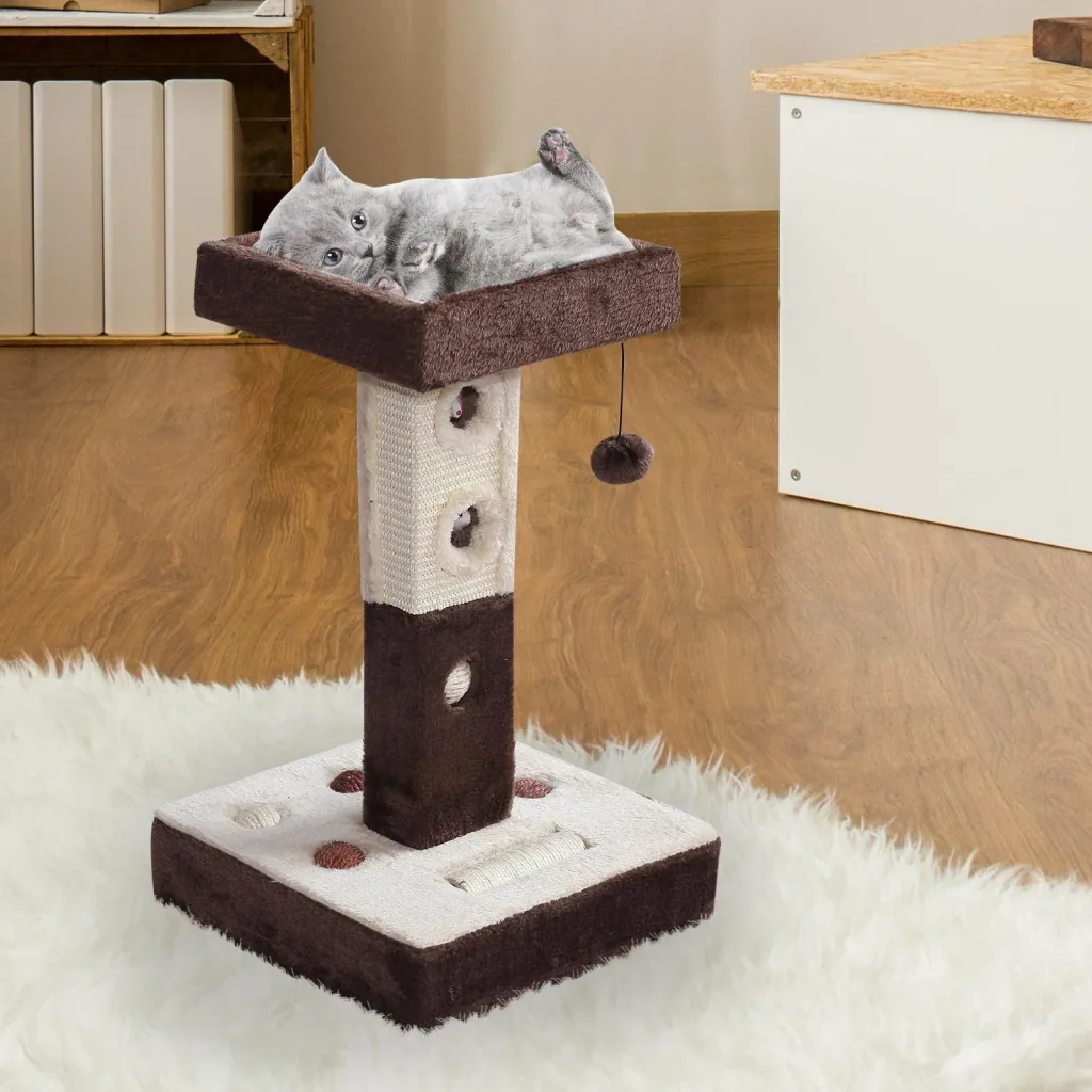 Scratching post cat tree play tree with ball and roller mice L35 x W35 x H60.5 cm