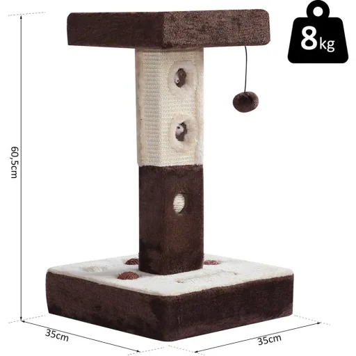 Scratching post cat tree play tree with ball and roller mice L35 x W35 x H60.5 cm